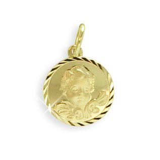 Schutzengel Anhänger 14 Karat Gold – 12mm Durchmesser Mit Kostenloser Gravur